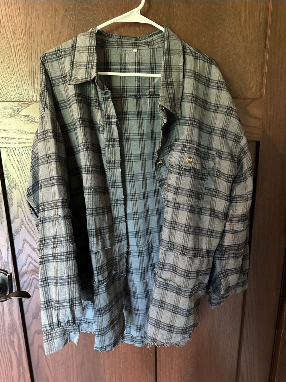 Casual women’s Gray Plaid Button-Up Jacket
